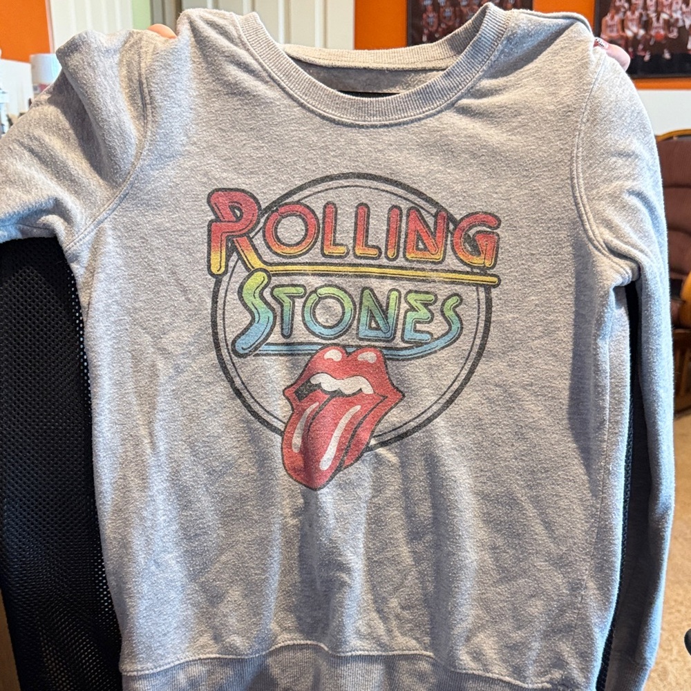 the Rolling Stones Kids Light Gray Sweatshirt with Rainbow Logo